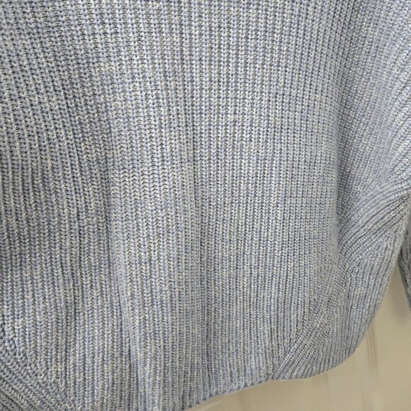 Lou & Grey Sweater XS/S Blue Ribbed Knit Cotton Wool Blend Turtleneck Chunky - Picture 9 of 9